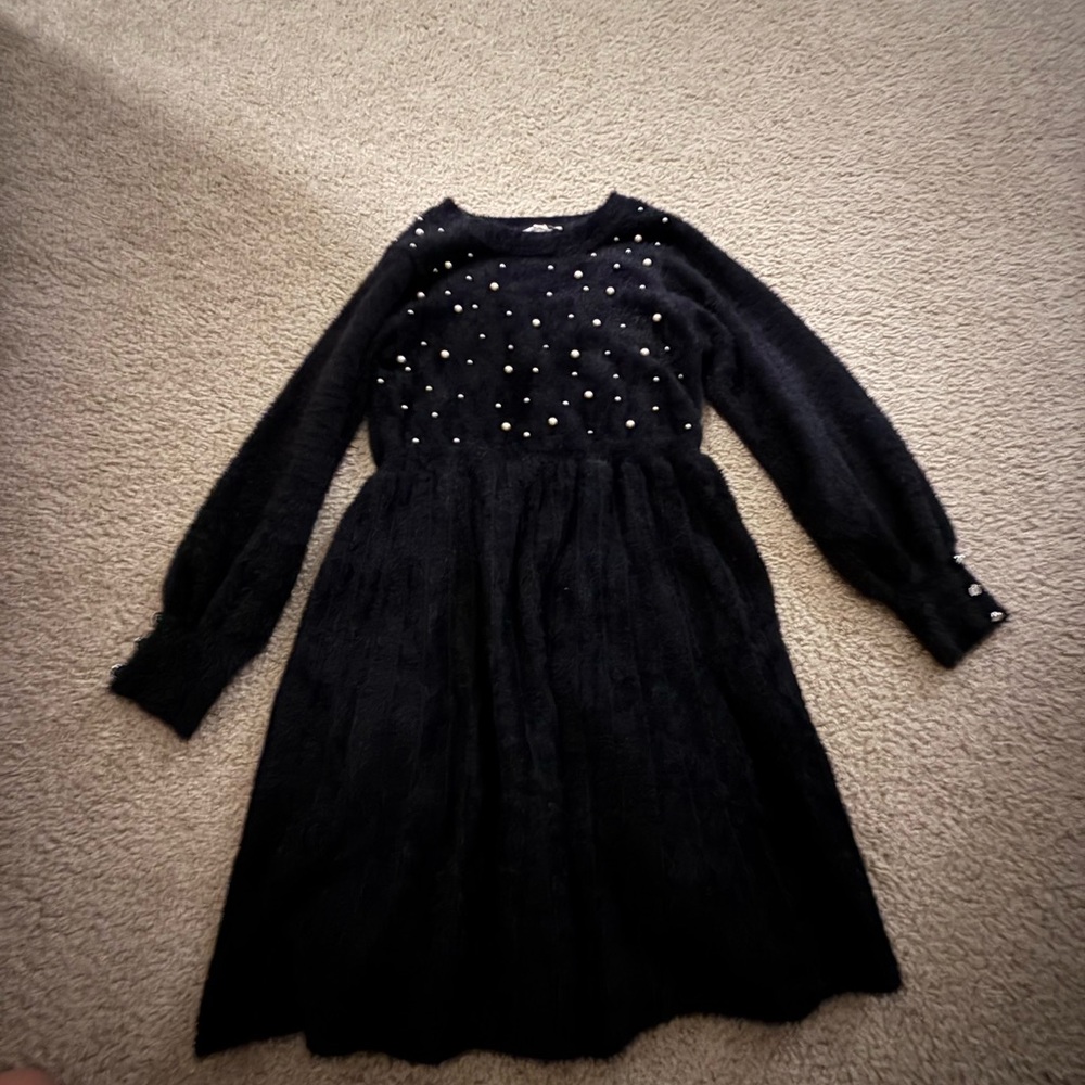 Macy's Black Kids Dress with Pearl Details